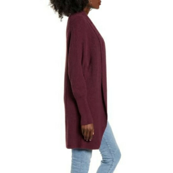 Leith Dolman Sleeve Long Maroon Cardigan - Picture 3 of 7